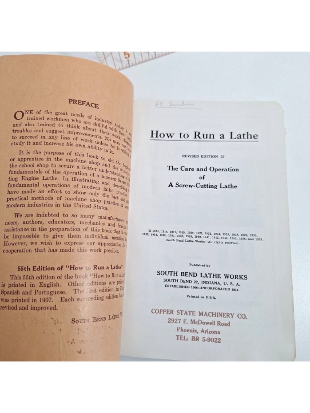 How To Run A Lathe 1958 South Bend Lathe Works Revised Edition 55 - Picture 3 of 10
